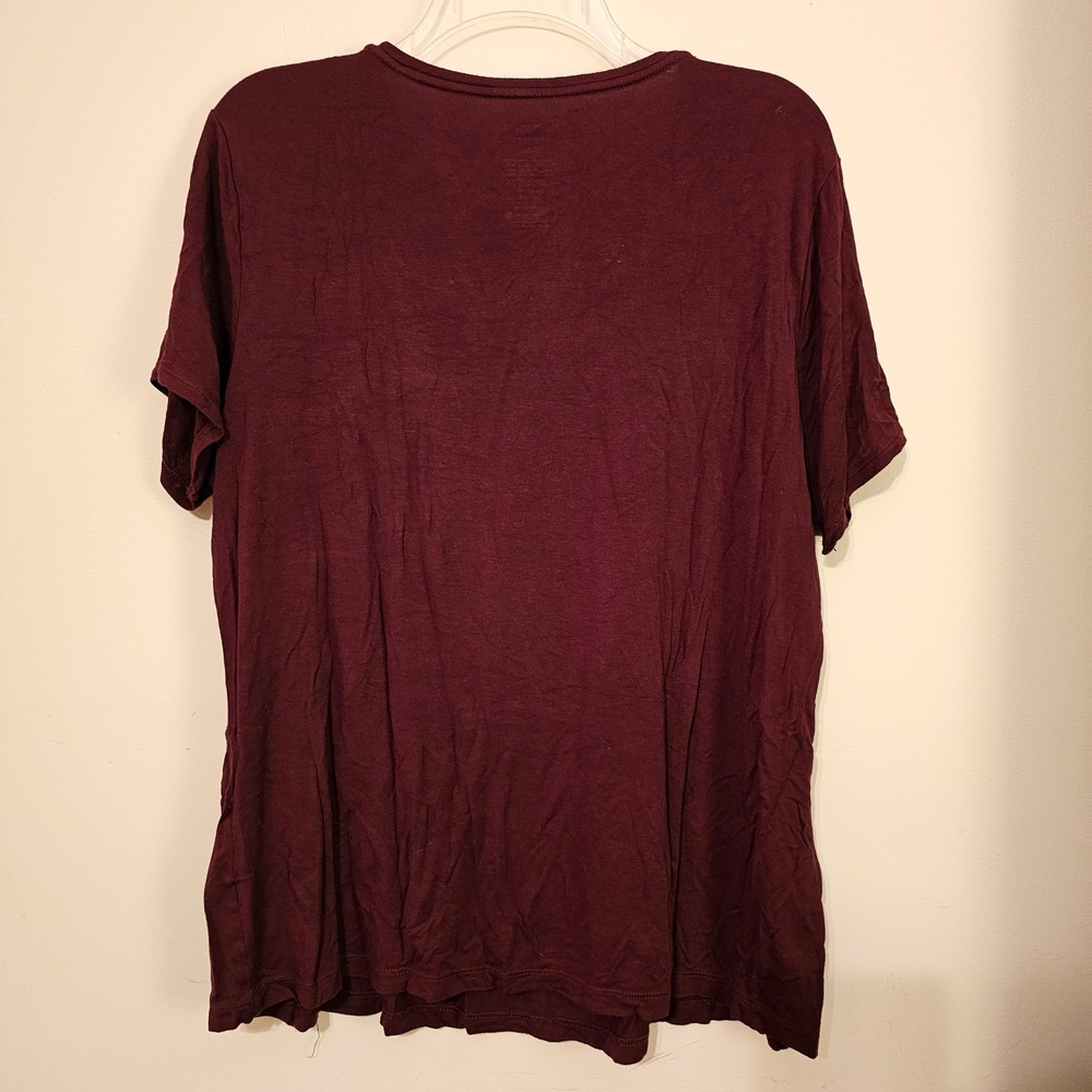 Nine West Soft Spun TShirt Womens XXL Burgundy Maroon Short Sleeve Crew Neck Tee - Picture 3 of 3